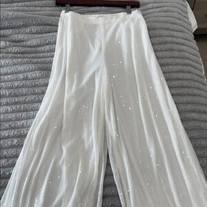 Elegant White Sequin Women's Pants